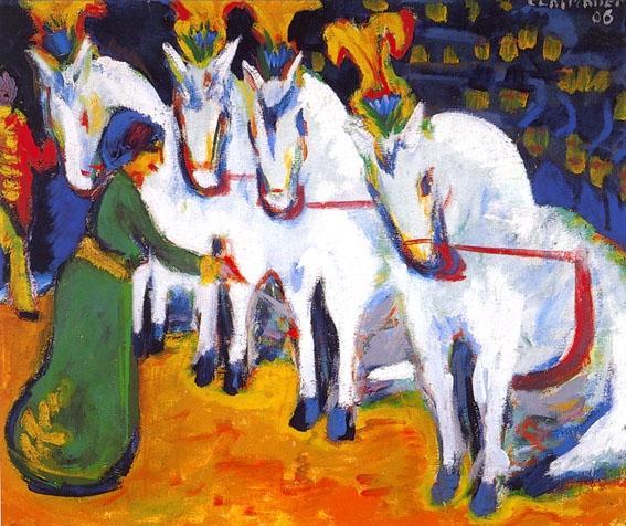 White horse performance act (1908) - Ernst Ludwig Kirchner Tablo