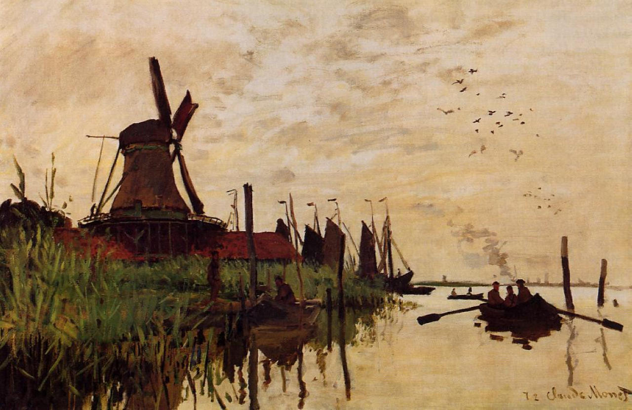 Windmill at Zaandam (1871) - Claude Monet Tablo