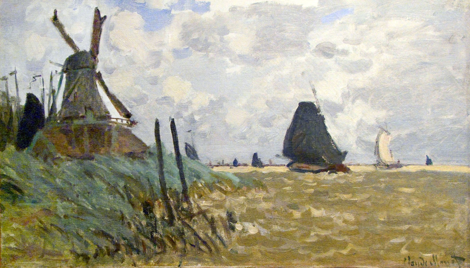 Windmill near Zaandam (1871) - Claude Monet Tablo