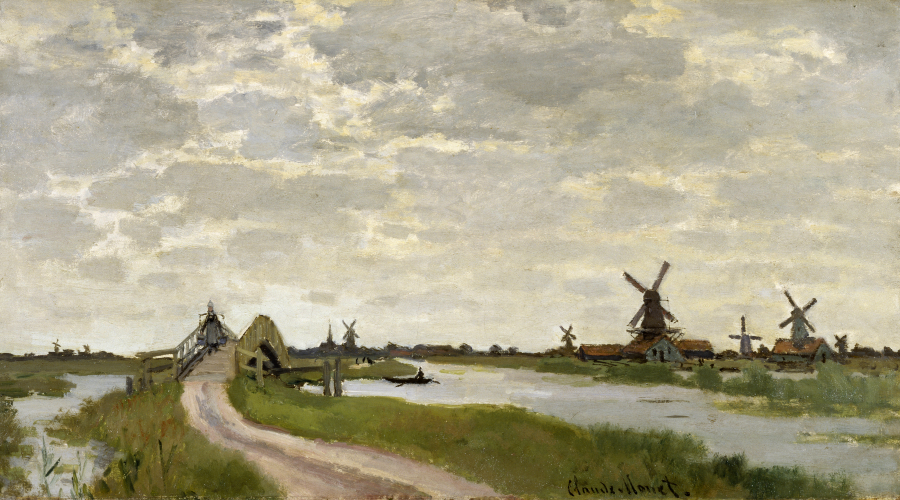 Windmills at Haaldersbroek, Zaandam (1871) - Claude Monet Tablo