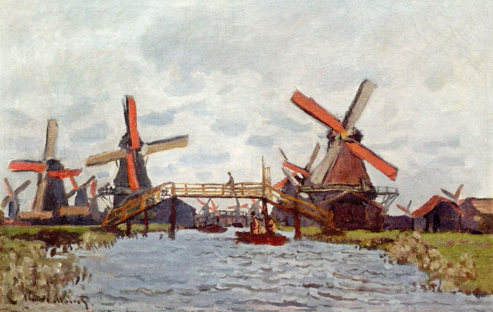 Windmills near Zaandam (1871) - Claude Monet Tablo