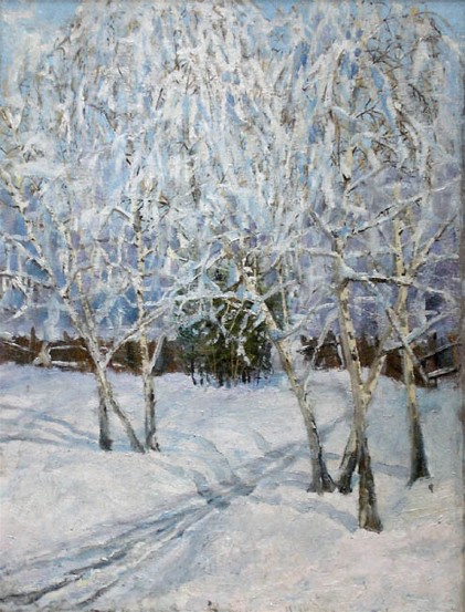Winter Landscape Outskirts of Kyiv (1908) - Abraham Manievich Tablo