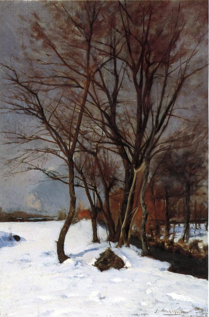 Winter Landscape with Stream (1888) – Julian Alden Weir Tablo