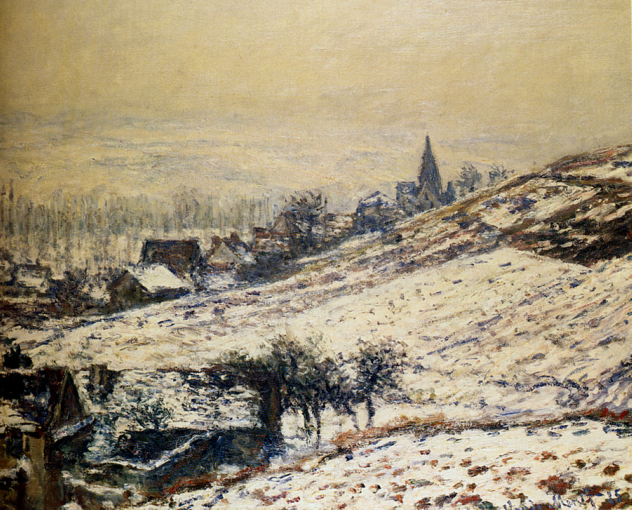 Winter at Giverny (1885) - Claude Monet Tablo