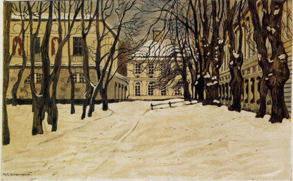 Winter in Tsarskoye Selo (1904) - Mstislav Dobuzhinsky Tablo