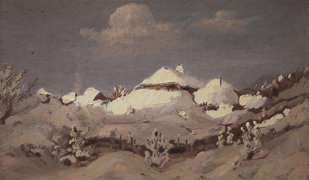 Winter. Spots of Light on Cottage Roof (1895) - Arkhip Kuindzhi Tablo
