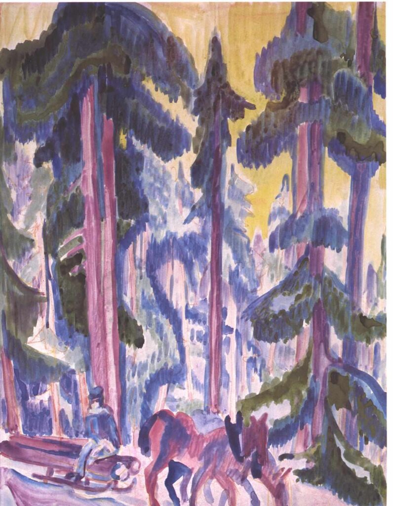 Wod Cart in Forest - Ernst Ludwig Kirchner Tablo