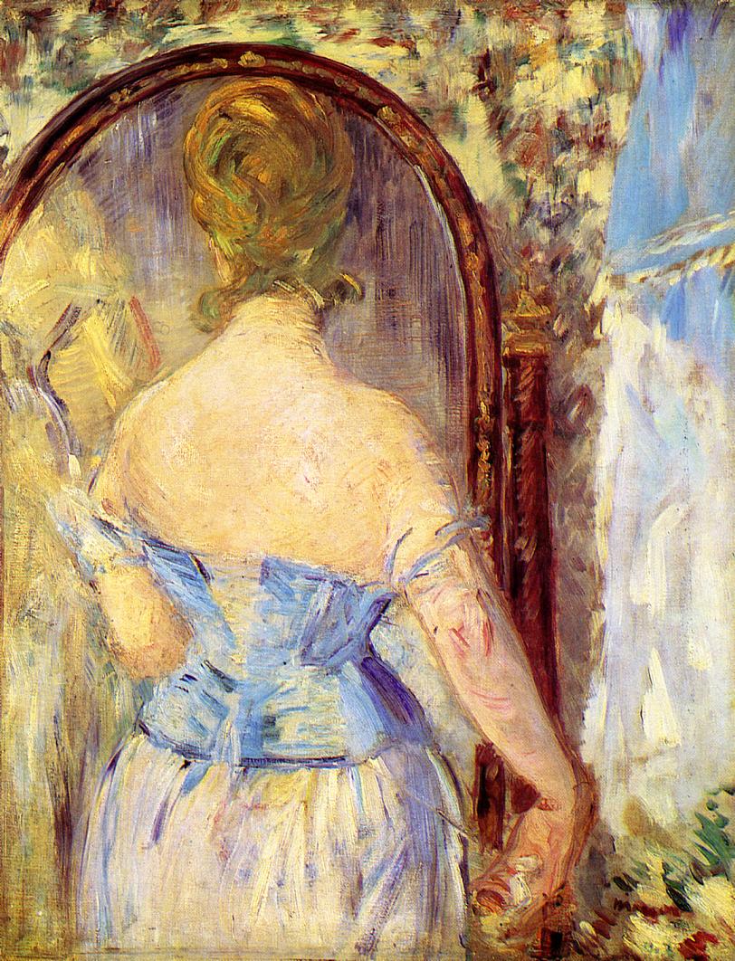 Woman Before a Mirror (1877) - Edouard Manet Tablo