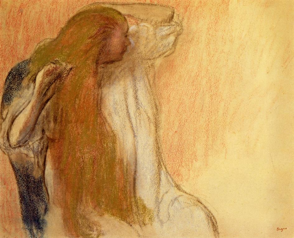 Woman Combing Her Hair (1894) - Edgar Degas Tablo