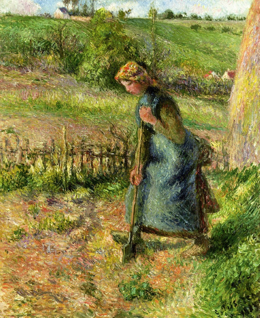 Woman Digging (1883) - Camille Pissarro Tablo