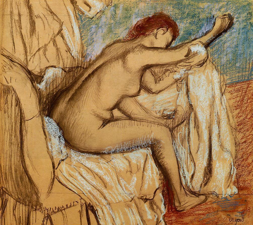 Woman Drying Herself (1884) - Edgar Degas Tablo