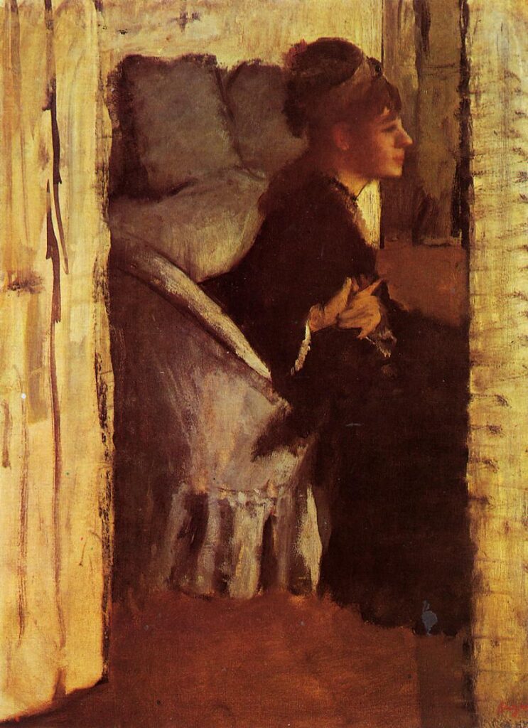 Woman Putting on her Gloves (1877) - Edgar Degas Tablo