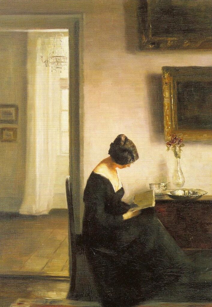 Woman Reading in an Interior - Carl Holsøe Tablo