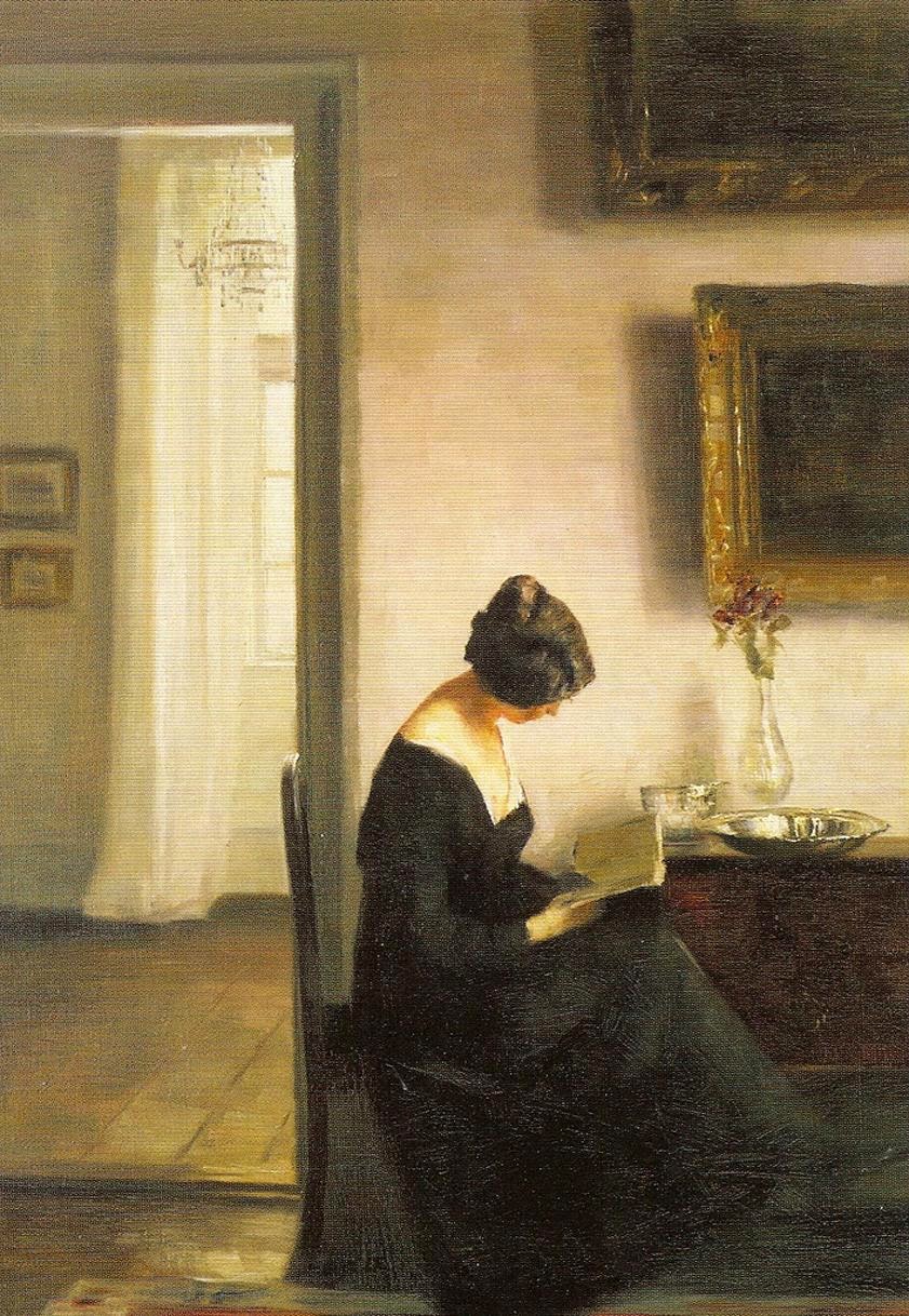Woman Reading in an Interior - Carl Holsøe Tablo