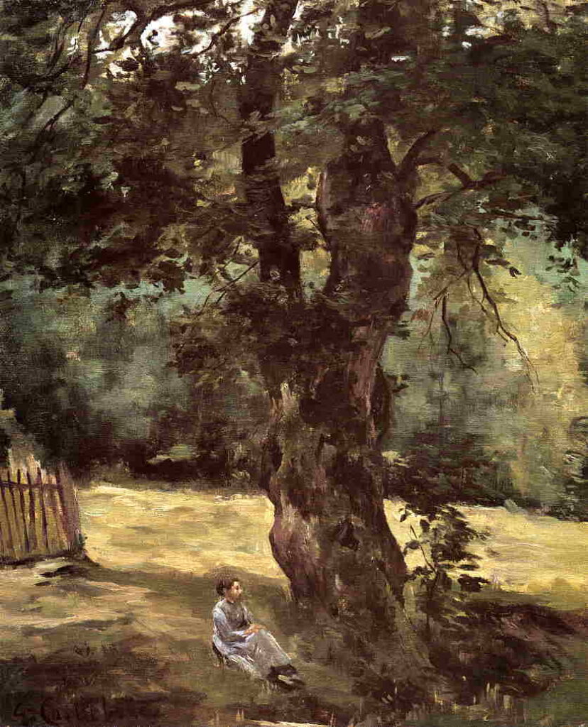 Woman Seated Beneath a Tree (1874) - Gustave Caillebotte Tablo