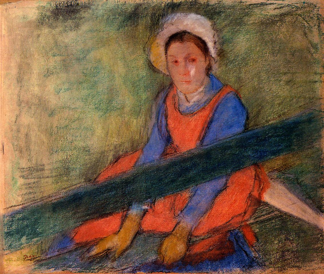 Woman Seated on a Bench (1885) - Edgar Degas Tablo
