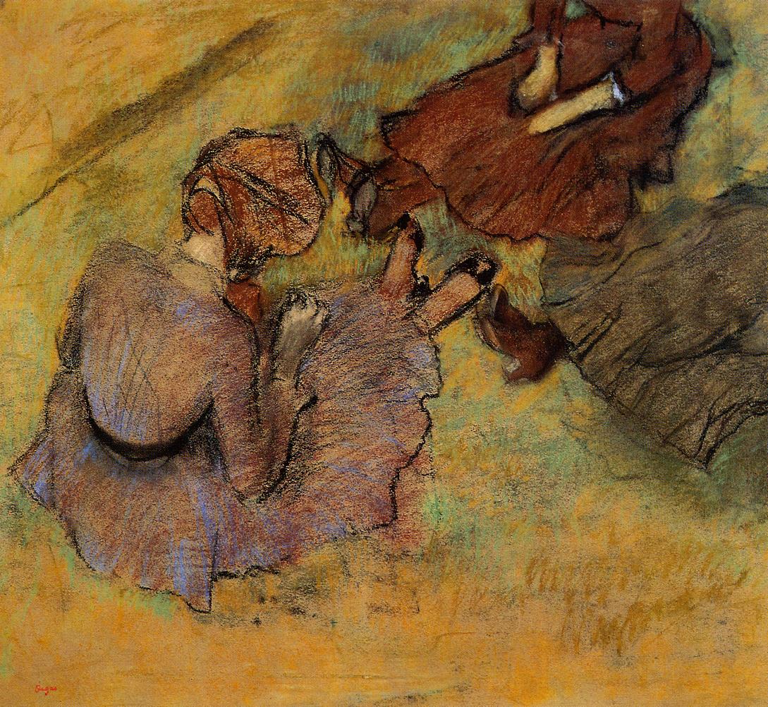 Woman Seated on the Grass (1882) - Edgar Degas Tablo