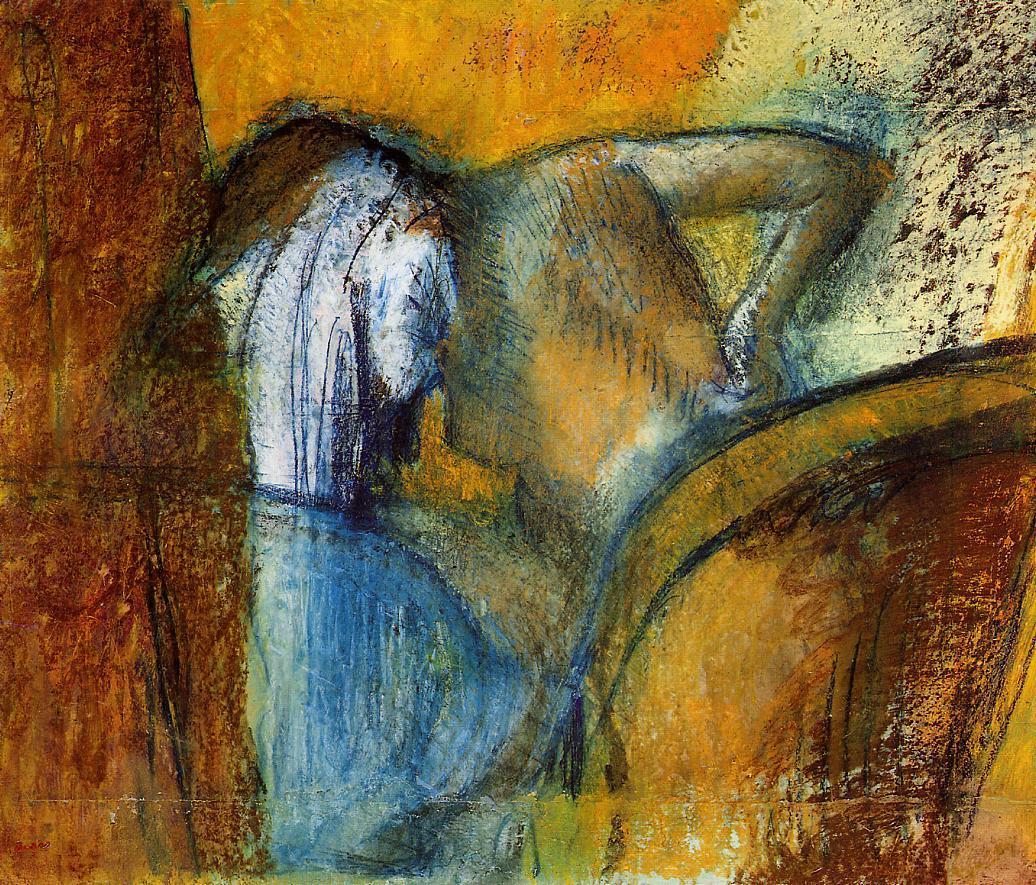 Woman Seen from Behind, Drying Hair (1905) - Edgar Degas Tablo