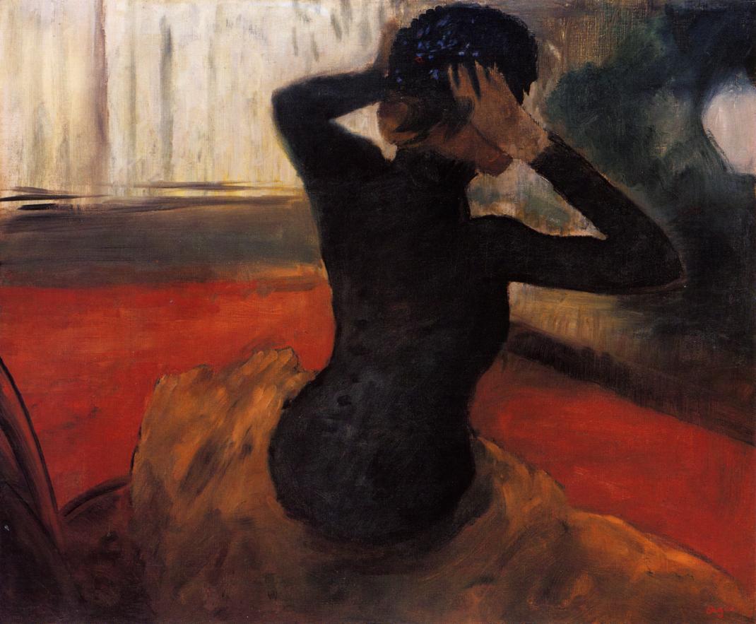 Woman Trying on a Hat (1884) - Edgar Degas Tablo