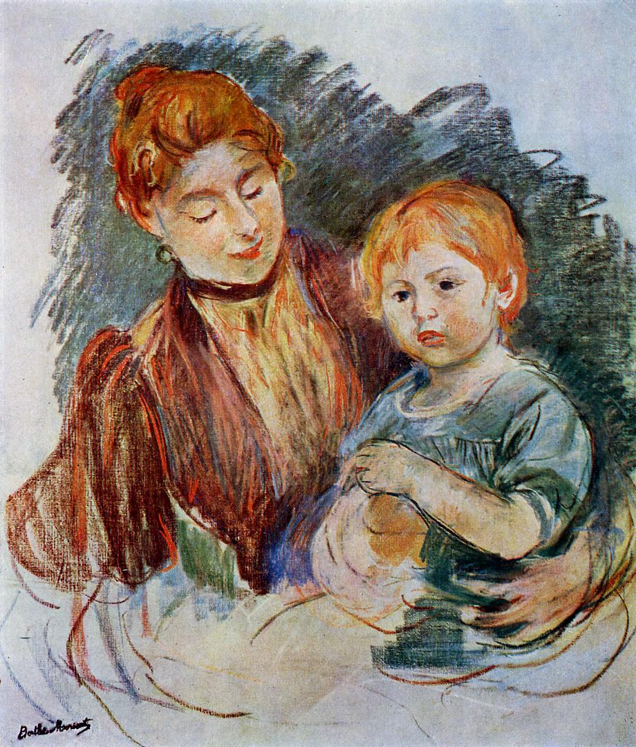Woman and Child (1894) - Berthe Morisot Tablo