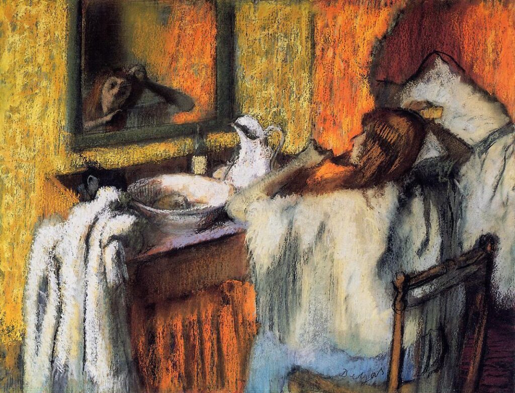 Woman at Her Toilette (1895) - Edgar Degas Tablo