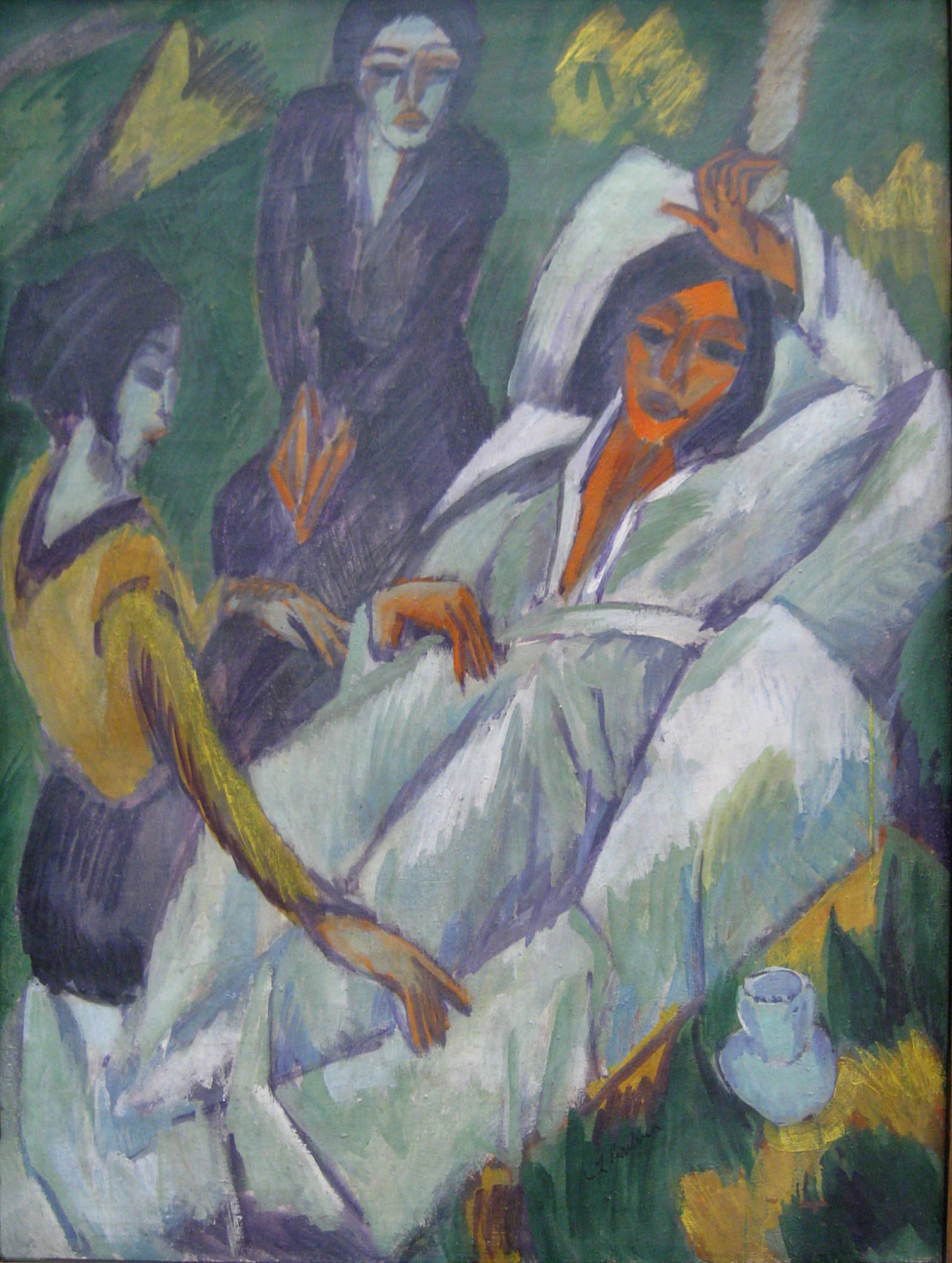 Woman at Tea Time Sick Woman (1914) - Ernst Ludwig Kirchner Tablo