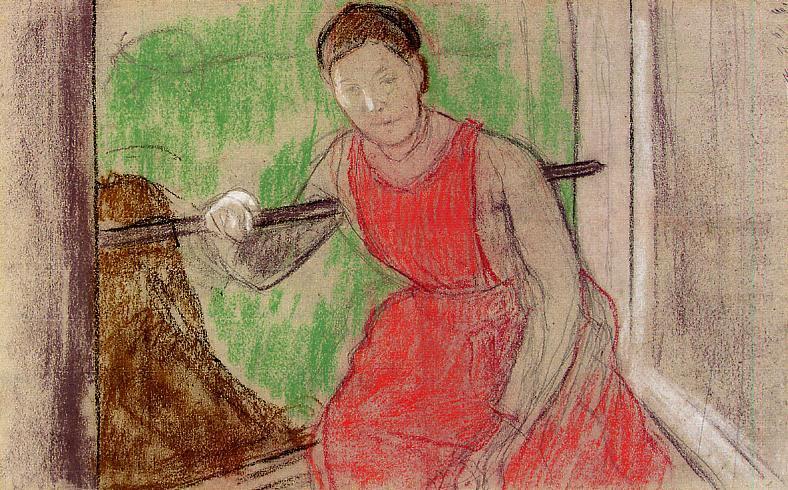 Woman at the Window - Edgar Degas Tablo