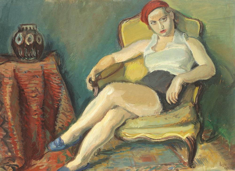 Woman in Yellow Chair (1933) - Iosif Iser Tablo