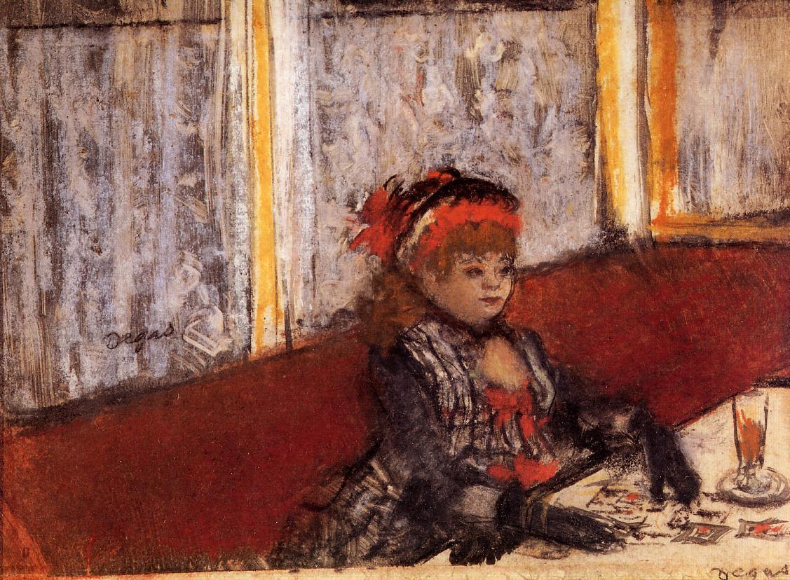 Woman in a Café (1877) - Edgar Degas Tablo