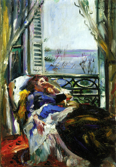 Woman in a Deck Chair by the Window (1913) - Lovis Corinth Tablo