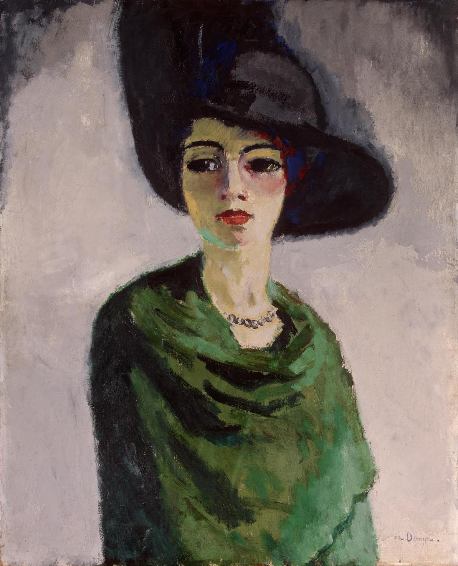 Woman in a black hat (1908) - Kees van Dongen Tablo