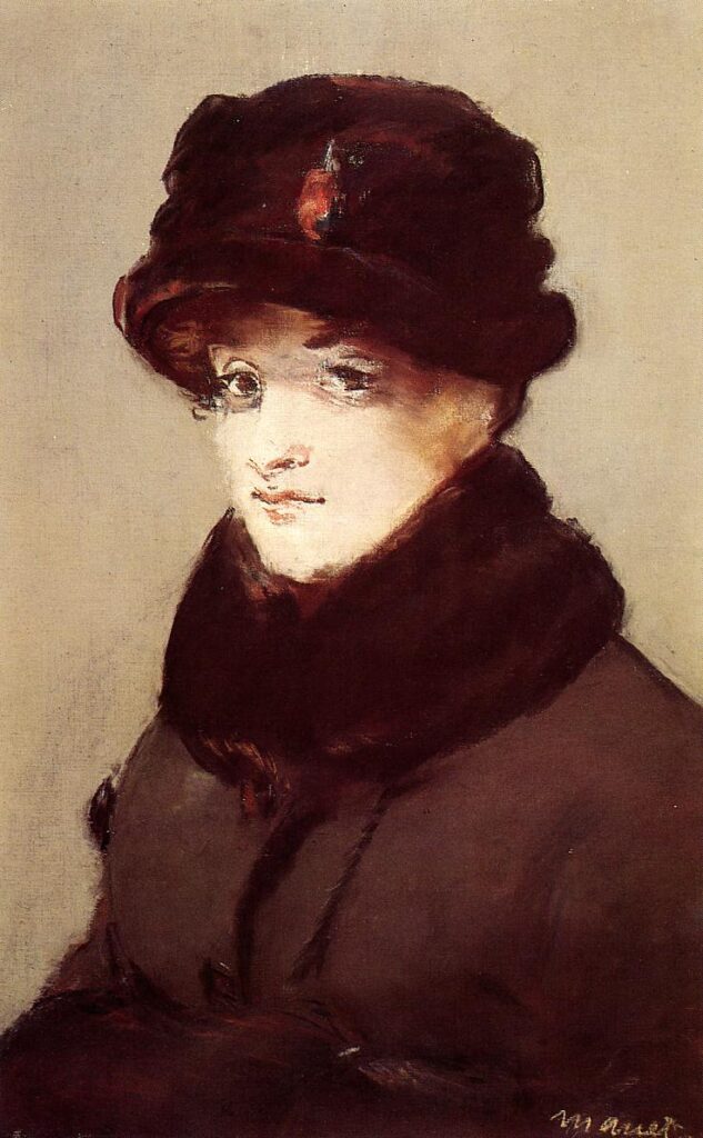 Woman in furs (Portrait of Mery Laurent) (1882) - Edouard Manet Tablo