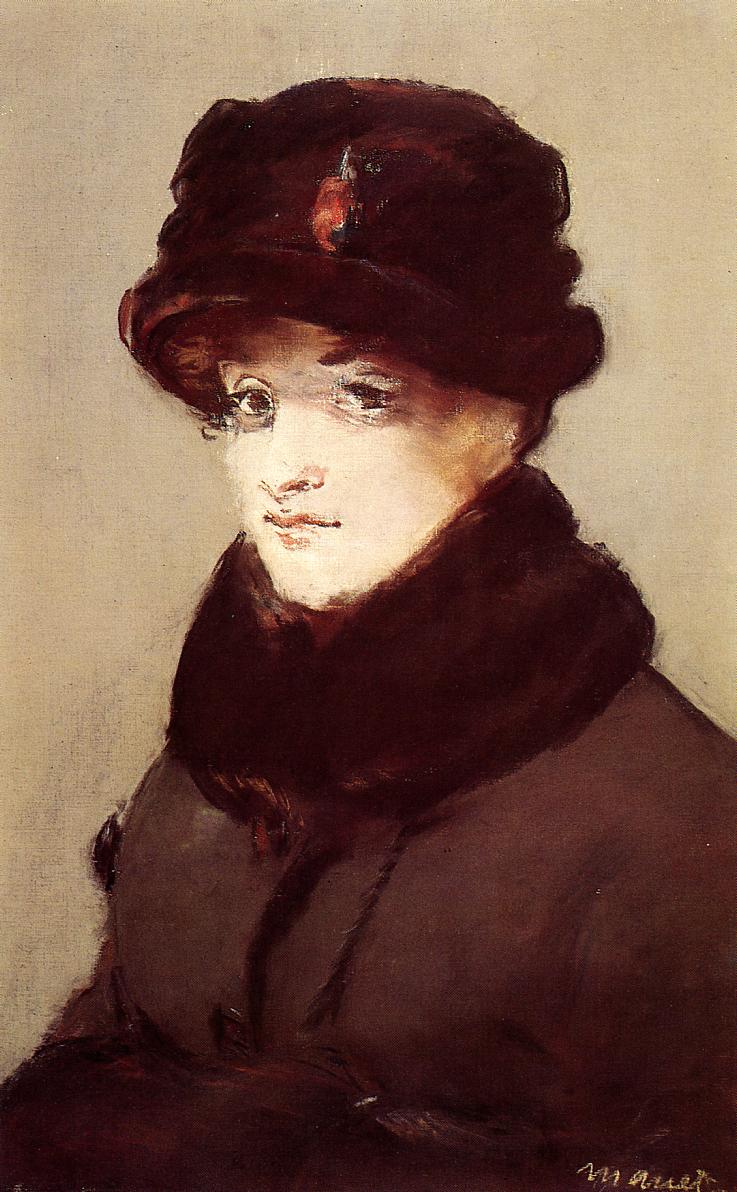 Woman in furs (Portrait of Mery Laurent) (1882) - Edouard Manet Tablo