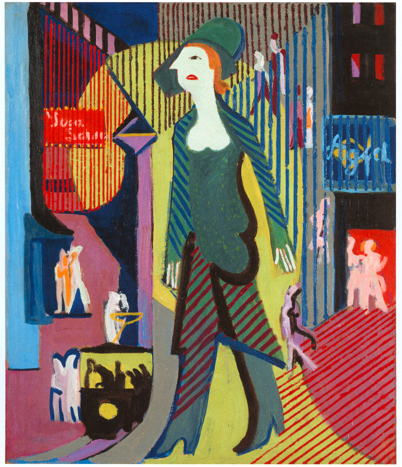 Woman is Walking over a Nighty Street (1928) - Ernst Ludwig Kirchner Tablo