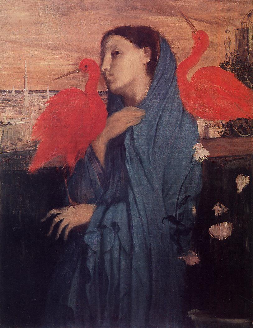 Woman on a Terrace (Young Woman and Ibis) (1857) - Edgar Degas Tablo