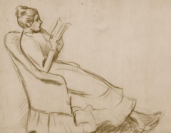 Woman on an armchair (1908) - Federico Zandomeneghi Tablo