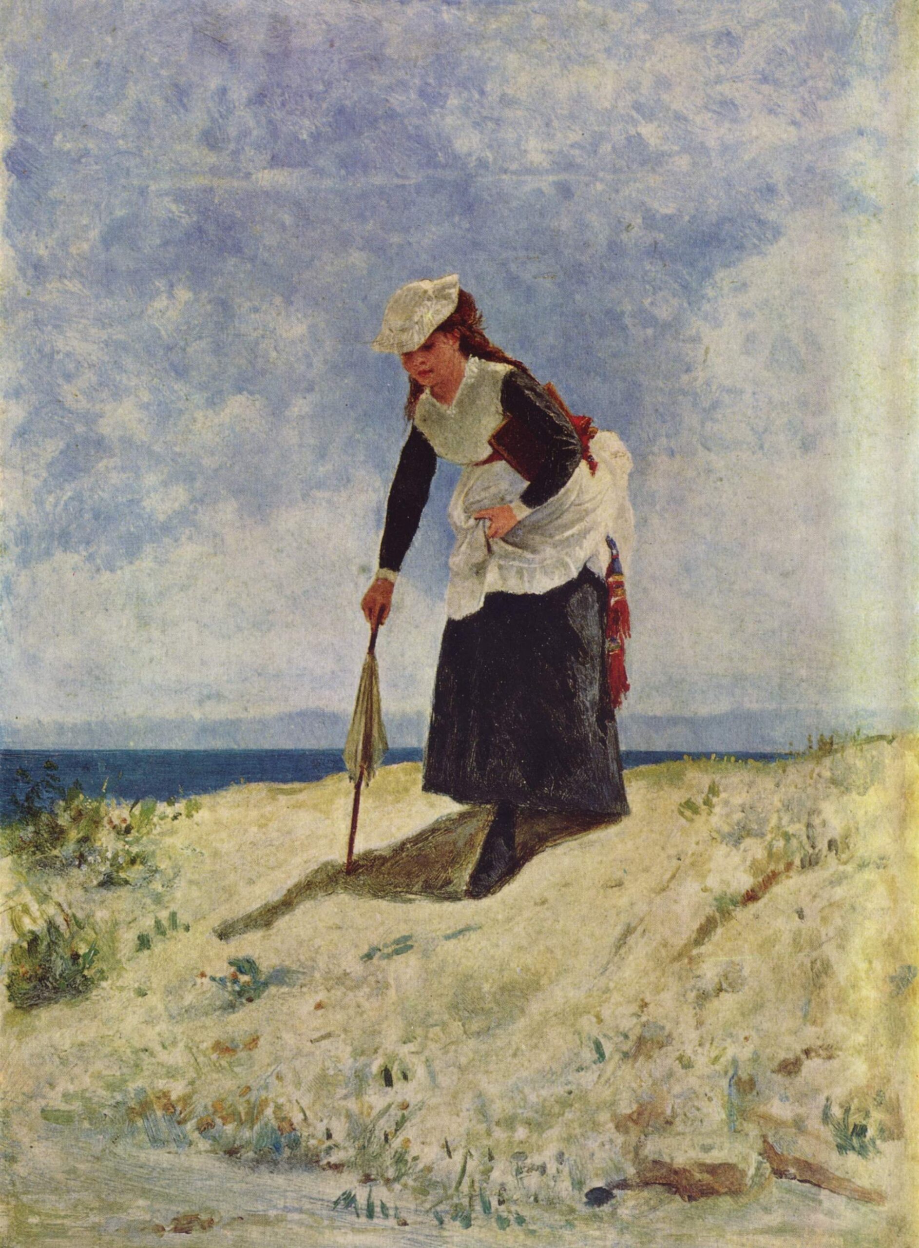 Woman on the sand (1874) - Giuseppe De Nittis Tablo