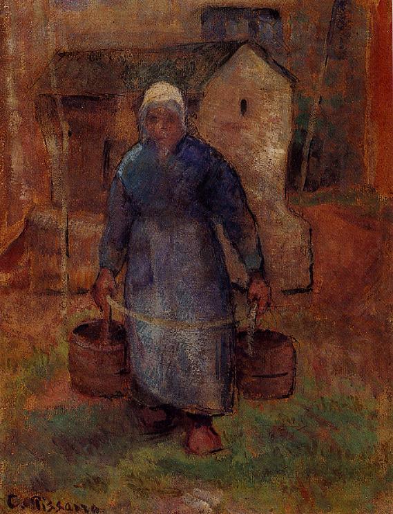 Woman with Buckets (1891) - Camille Pissarro Tablo