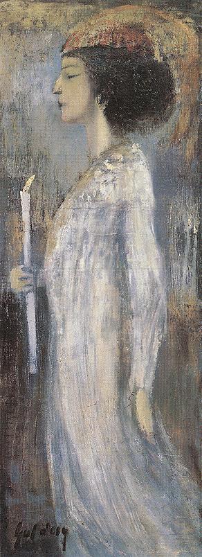Woman with Candle (1910) - Lajos Gulácsy Tablo