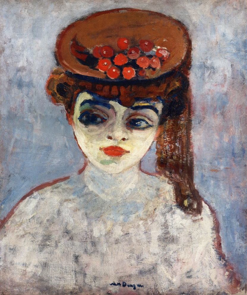 Woman with Cherries on Her Hat (1905) - Kees van Dongen Tablo