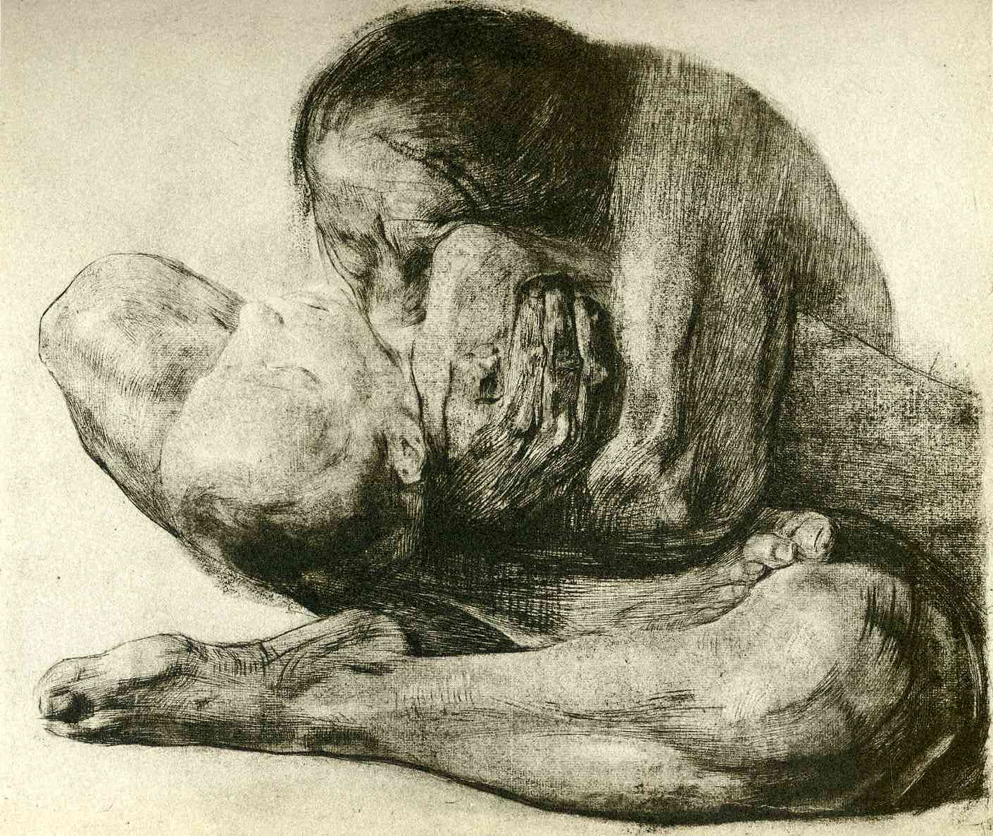 Woman with Dead Child (1903) - Käthe Kollwitz Tablo