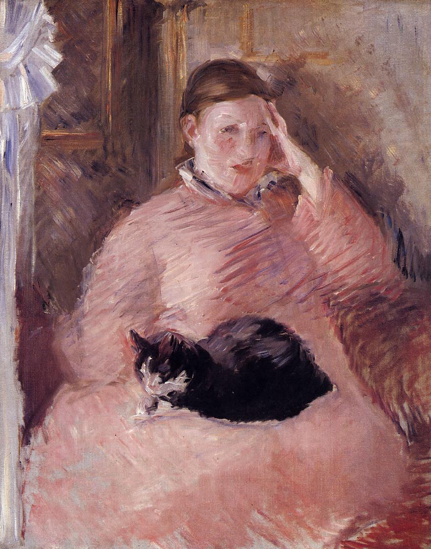 Woman with a Cat (1880) - Edouard Manet Tablo