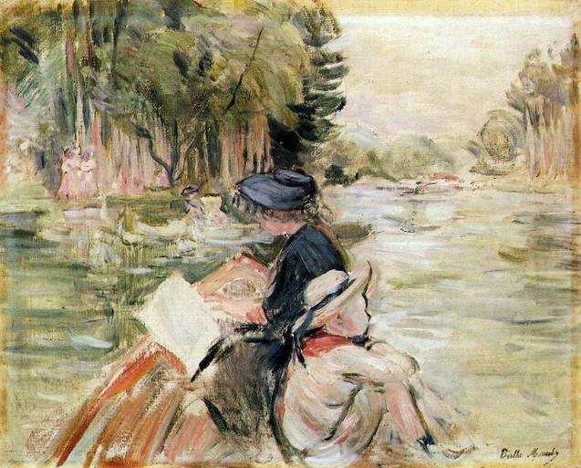 Woman with a Child in a Boat (1892) - Berthe Morisot Tablo