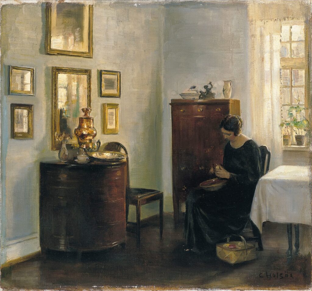 Woman with a Fruit Bowl (1900) - Carl Holsøe Tablo