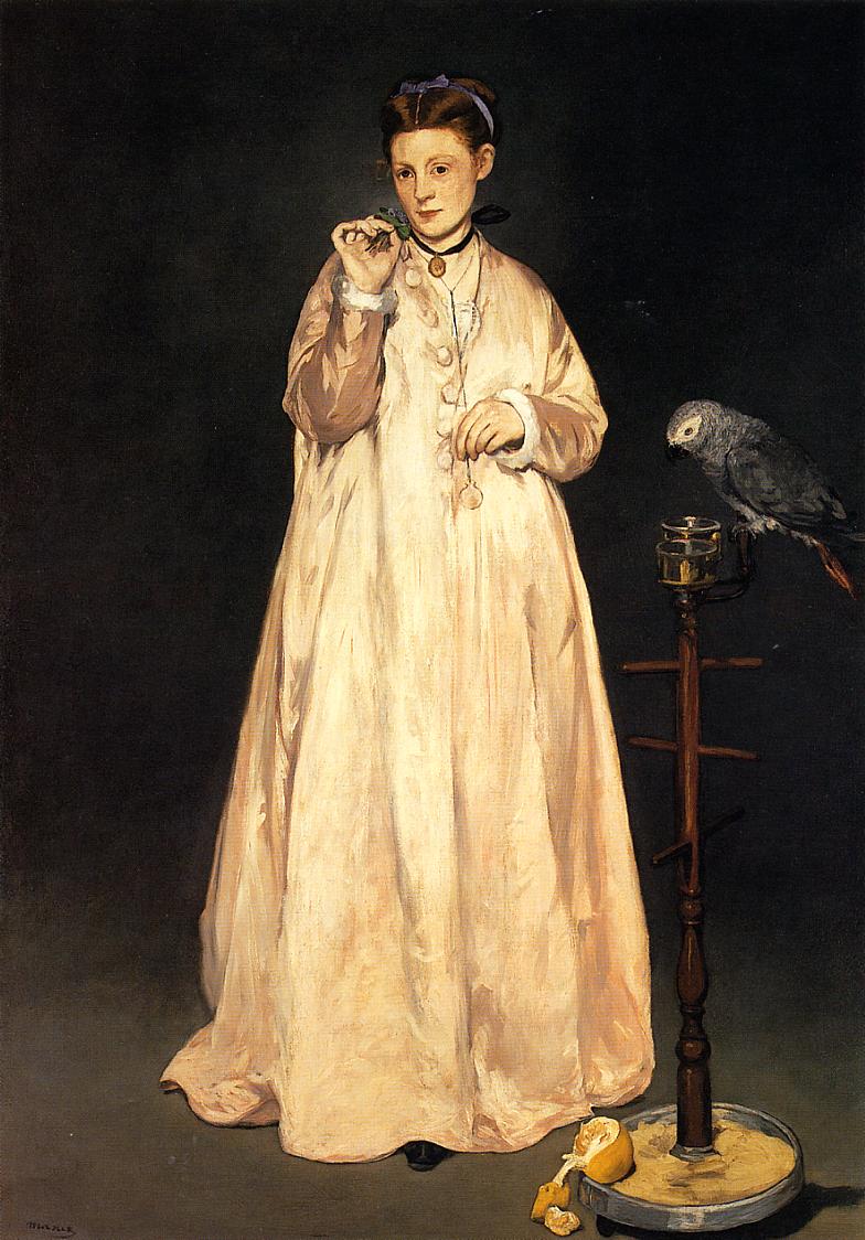 Woman with a Parrot (1866) - Edouard Manet Tablo