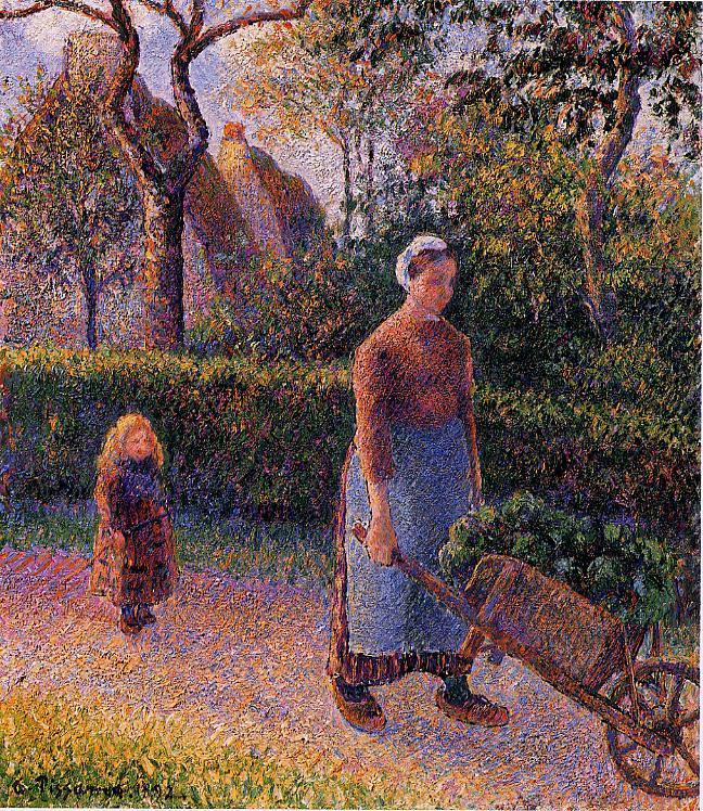 Woman with a Wheelbarrow (1892) - Camille Pissarro Tablo