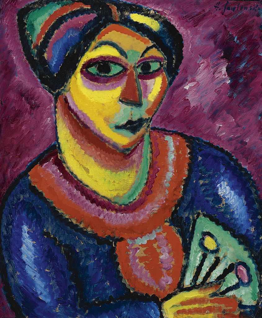 Woman with a green fan (1912) - Alexej von Jawlensky Tablo