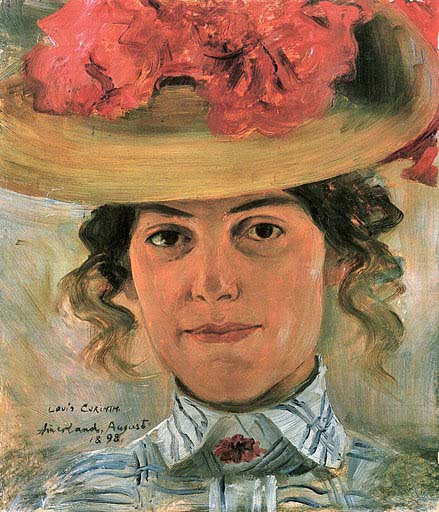 Woman's Half Portrait with Straw Hat (Luise Halbe) (1898) - Lovis Corinth Tablo
