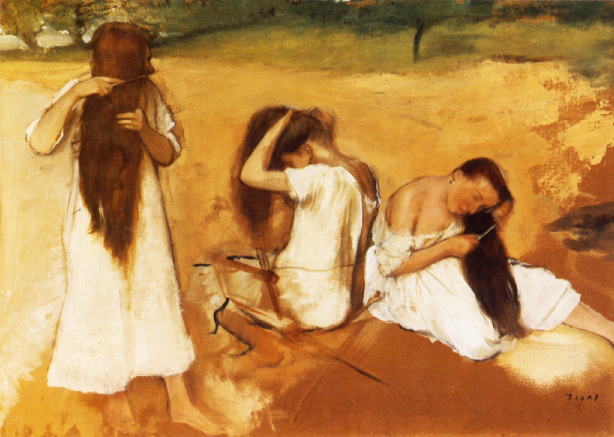 Women Combing Their Hair (1876) - Edgar Degas Tablo