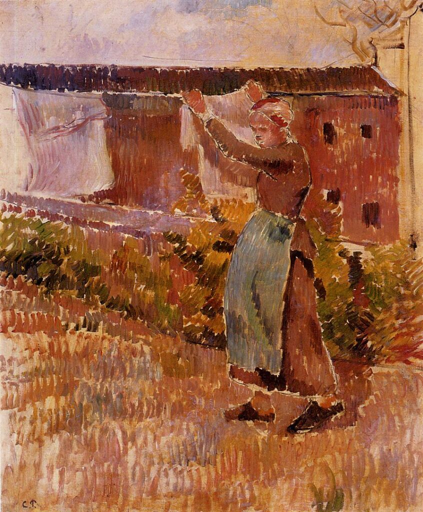Women Tending the Laundry (study) (1887) - Camille Pissarro Tablo